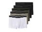 Set aus fünf Herren-Boxershorts in Weiß, Khaki und Schwarz.