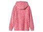 Rosa Fleece-Kapuzenpullover mit Leopardenmuster.