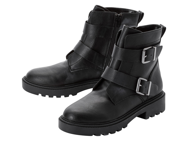 Zwei Paar schwarze Stiefeletten mit Schnallen