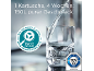 Wasser in einem Glas mit ISCC- und TÜV SÜD-Zertifizierungen, betont Geschmack und Qualität.