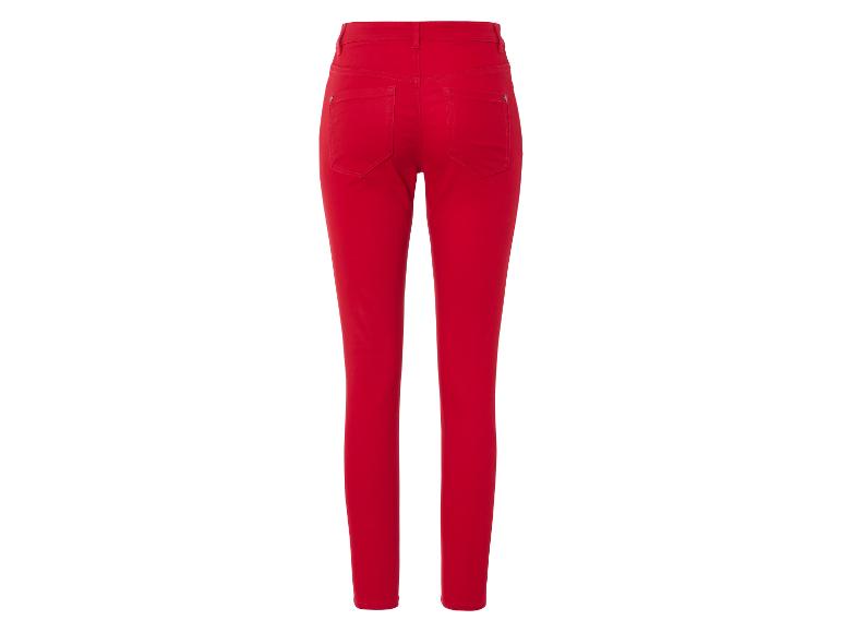 Rote Skinny Jeans mit hoher Taille.