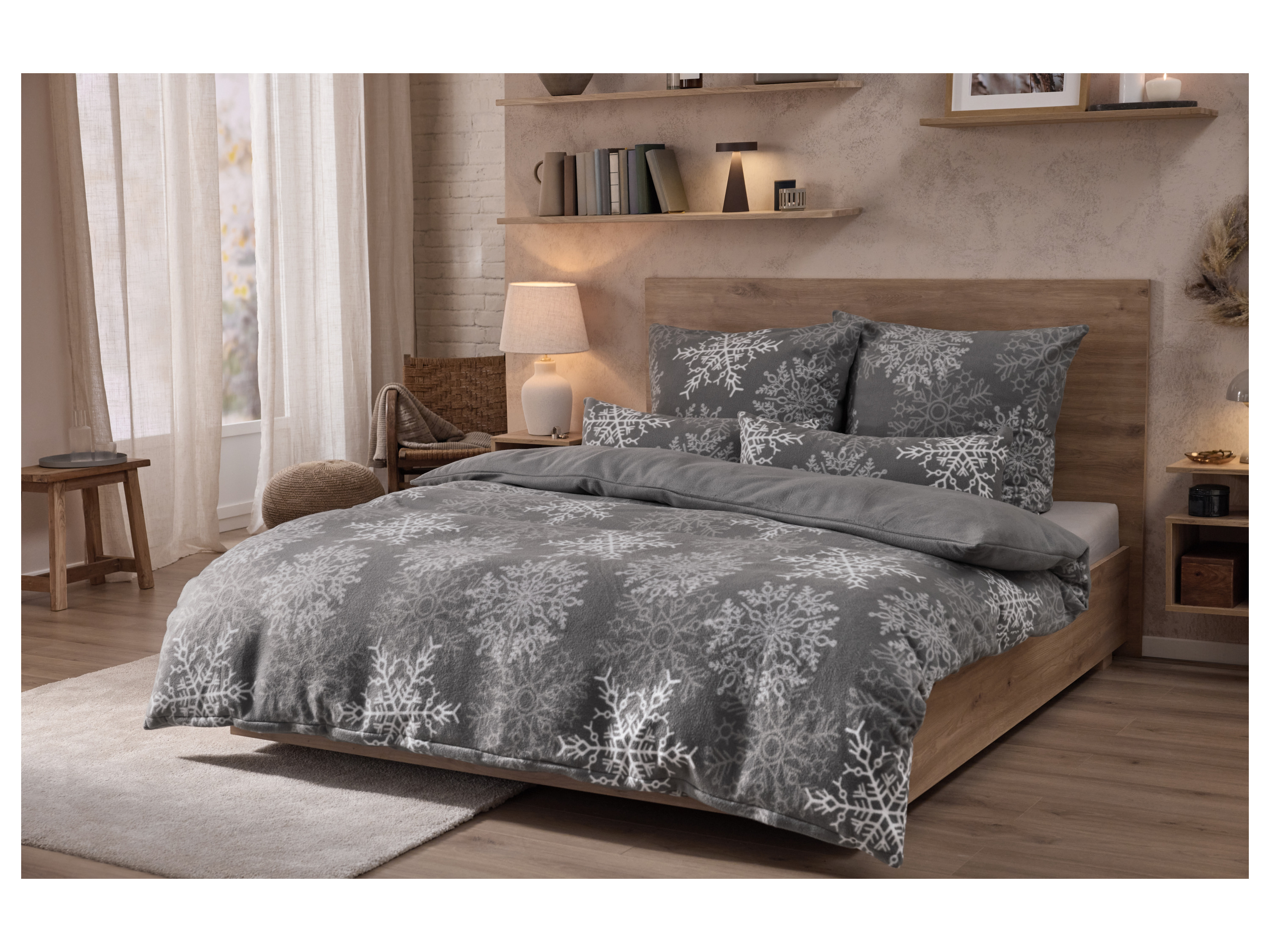 Thumbnail - LIVARNO® Spannbettlaken Fleece 140-160 x 200 x 25 cm (Grau)