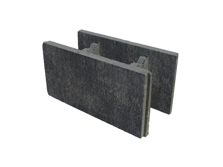 Zwei dunkelgraue Betonblöcke für Bau oder Landschaftsgestaltung