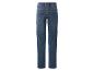 Rückansicht einer blauen Jeans mit Taschen und Gürtelschlaufen.