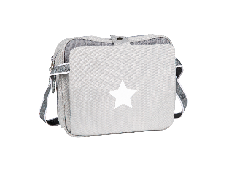 Graue Tasche mit weißem Stern.
