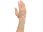 Beige Kompressions-Handgelenkstütze an einer Hand