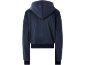 Dunkelblauer Velours-Kapuzenpullover, Rückansicht.