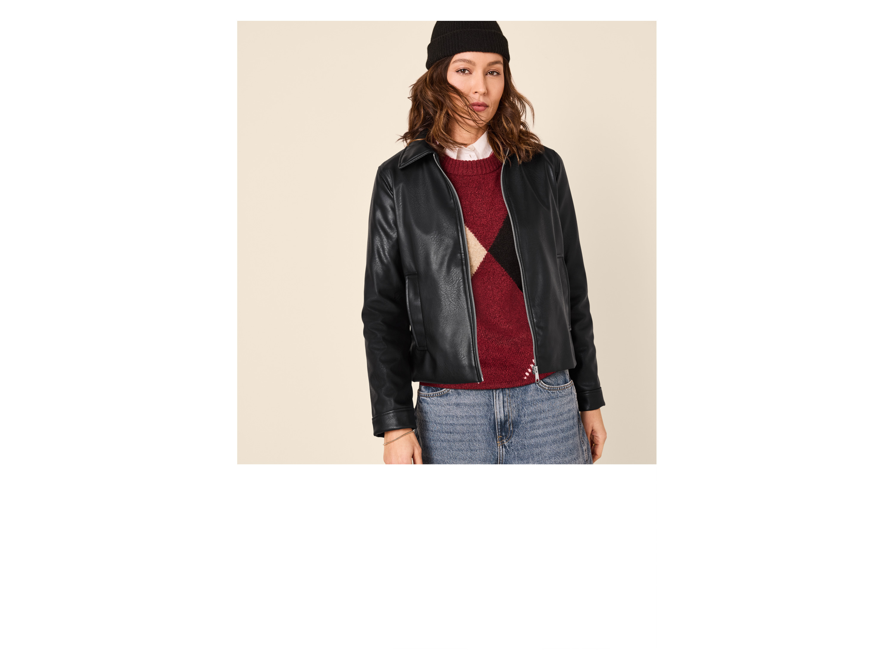 ESMARA® Damen Bikerjacke / Jacke (schwarz/Struktur, 42) – Bild 2 von 4