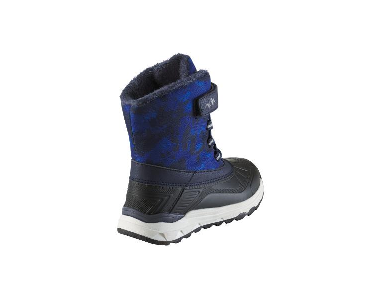 Kinder-Schneestiefel mit blauem Camouflage-Muster, Fell und Klettverschluss
