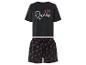 Schwarzer Pyjama mit Shorts, mit 'Queen'-Aufdruck und Kronen