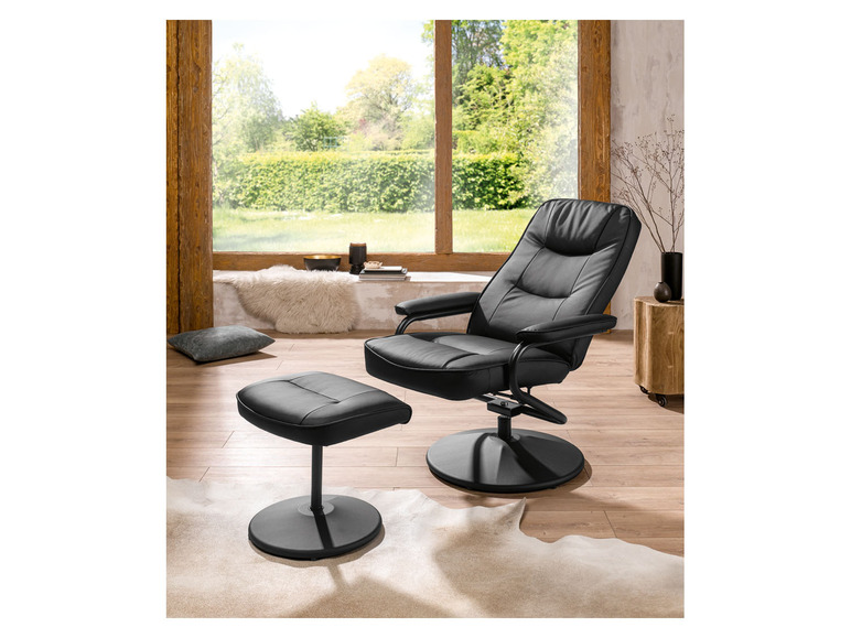 Gehe zu Vollbildansicht: LIVARNO home Relaxsessel mit gemütlichem Fußhocker, schwarz - Bild 8