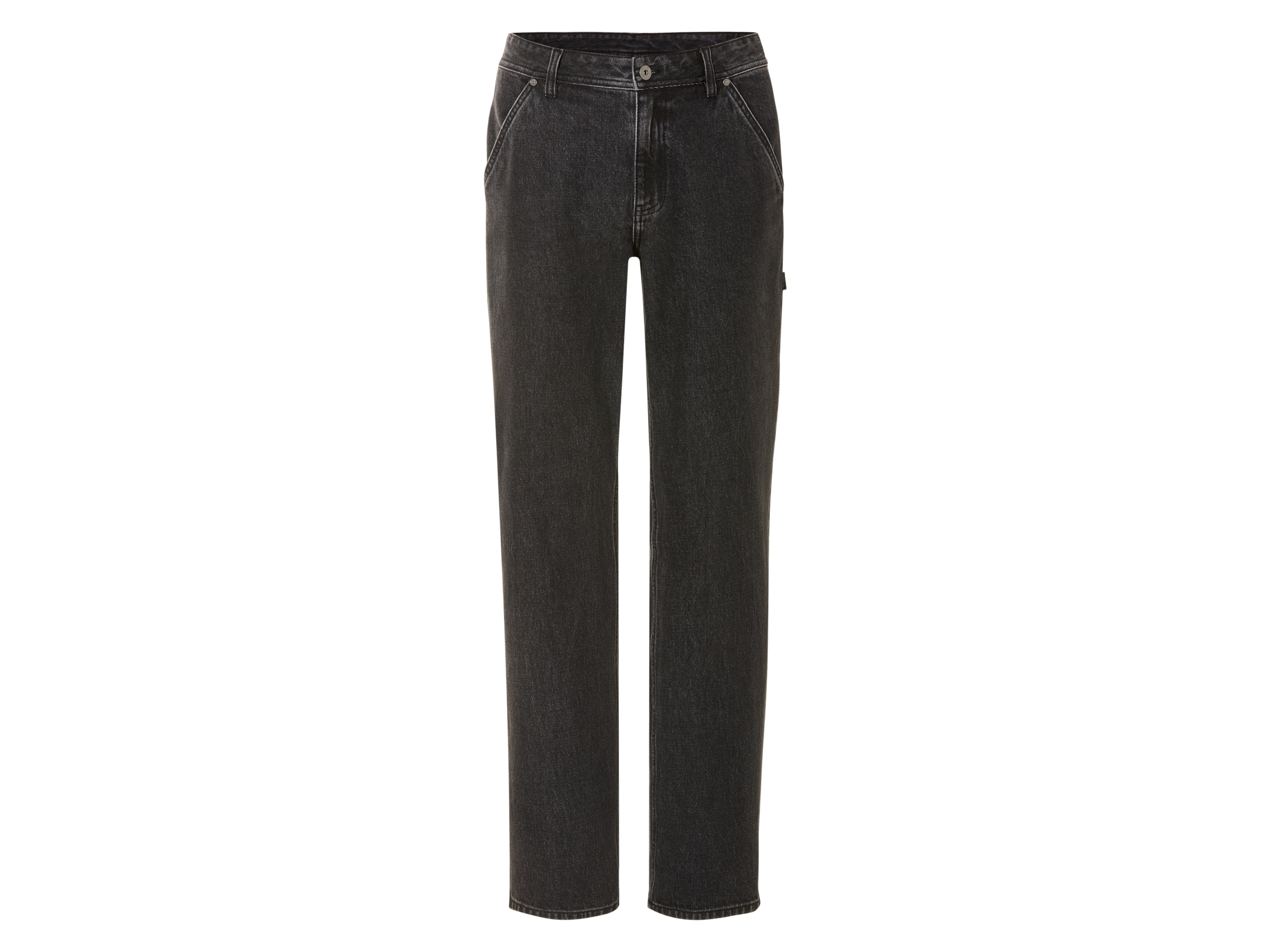 LIVERGY® Herren Jeans Carpenter (Dunkelgrau, 54 (38/32))““ | aufgesetzte Taschen und Loops am Bein Passform: Relaxed Fit Schnitt: legere Passform von Gesäß bis Beinabschluss – ab Oberschenkel mit extra Beinweite Leibhöhe: normale Leibhöhe Länge: 32 inch Material: Baumwolle Pflegehinweis: waschen bei max. 40 °C nicht bleichen schonende Trocknung im Wäschetrockner bei max. 60 °C bügeln bis 150 °C Stufe 2. Dampfbügeleisen kann verwendet werden nicht trockenreinigen Größe: 46 30/32 – 54 38/32 Meine Lidl-Größe – so einfach gehts Deine Größe findest du in der Lidl-Größentabelle . Oeko-Tex® Standard 100 Geprüft auf Schadstoffe Zertifizierungsnummer: Hk020 121003 Testex Standard 100 by Oeko-Tex® ist die weltweit bekannteste, unabhängige Zertifizierung schadstoffgeprüfter Textil- und Lederprodukte aller Art – vom Garn und den Stoffen bis hin zum gebrauchsfertigen Artikel. Das Label bestätigt