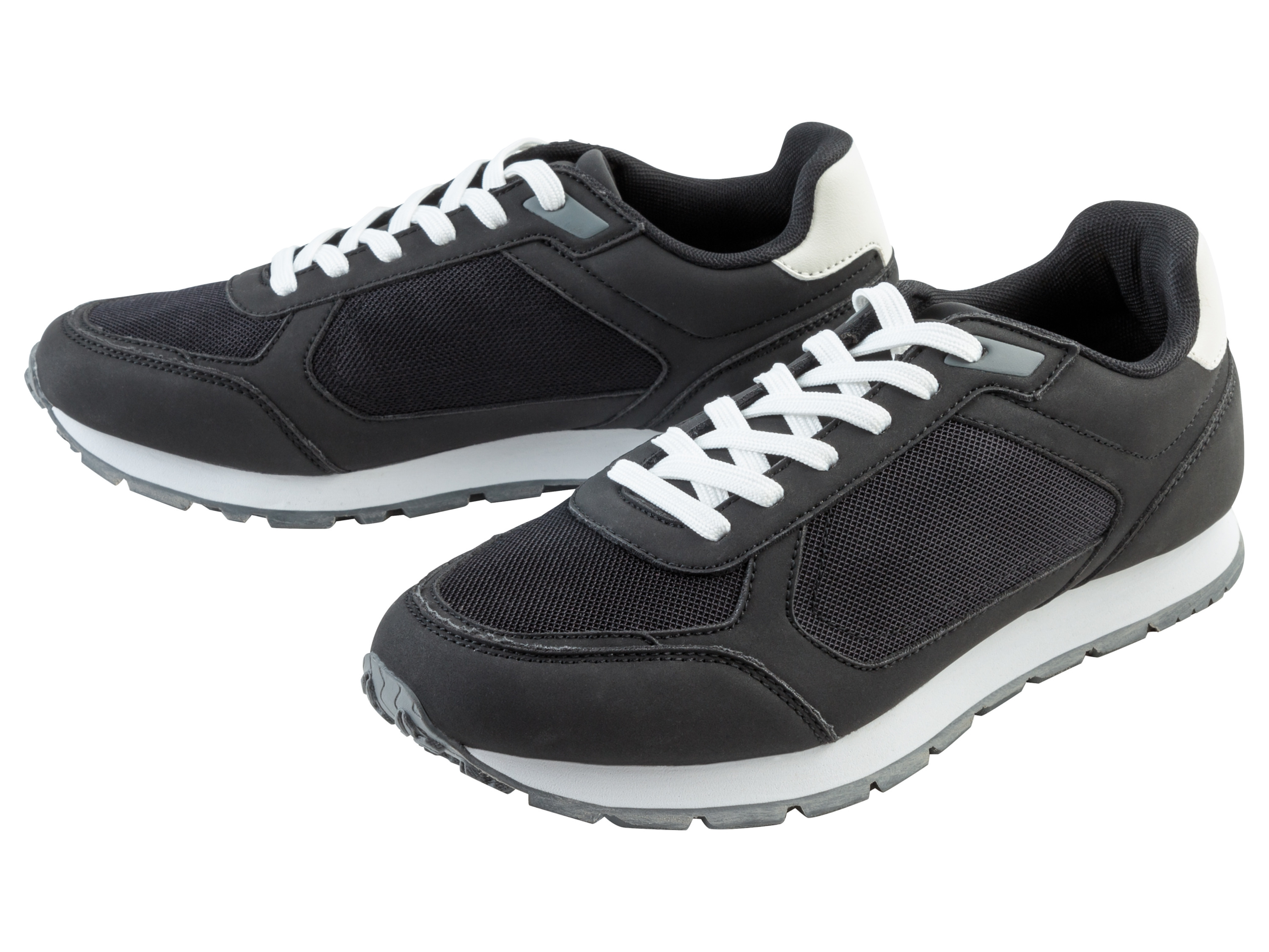 LIVERGY® Herren Sneaker (Schwarz/weiß, 44)““ | Zungen- und Schaftrandpolsterung Schuhweite: – Verschlussart: Schnürung Laufsohle: TPR-Laufsohle mit dämpfender EVA-Zwischensohle Material: Obermaterial: sonstiges Material, Textil