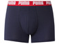 Blaue Boxershorts mit rotem Puma-Band.