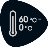 Temperaturbereich von 0°C bis 60°C.