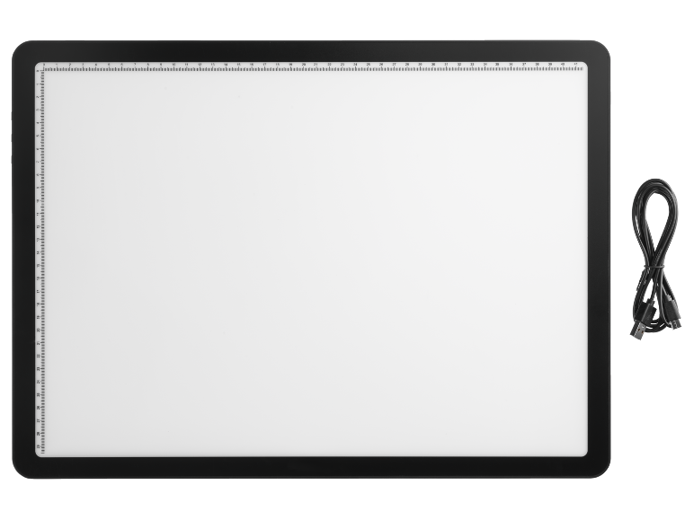 Leuchttisch mit Messskala und USB-Kabel