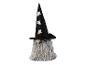 Halloween-Gnom mit schwarzem Hexenhut, verziert mit weißen Geistern.