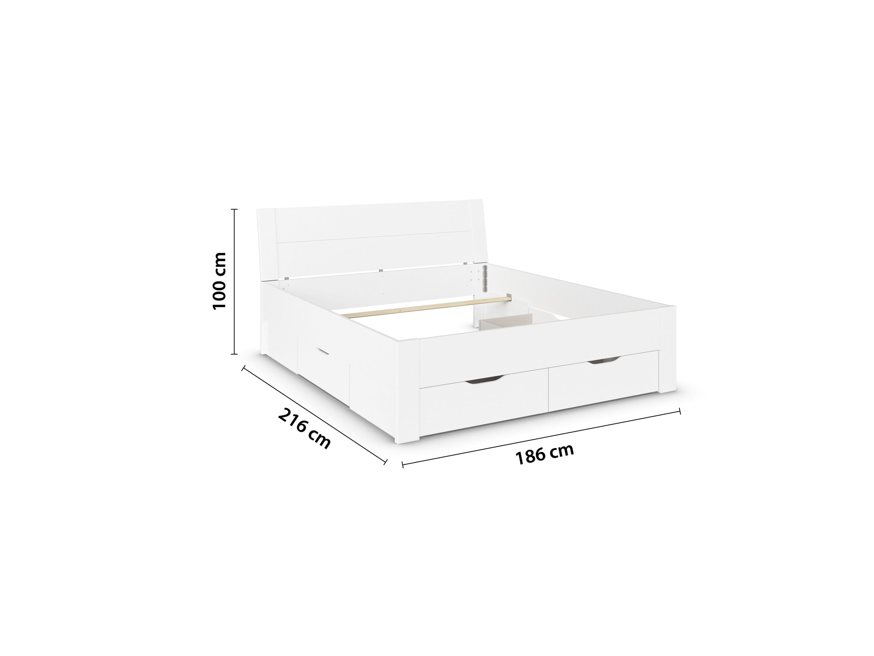 RAUCH ORANGE Aditio Beds Bett mit Unterbau (Liegefläche 180 cm, Weiß, Breite 186 cm / Höhe 100 cm) – Bild 3 von 4