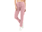 Damen-Jogginghose in Rosa mit Kordelzug und weißem Logo, kombiniert mit weißen Sneakern.