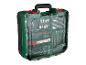 PARKSIDE Werkzeugset mit Bohrern, Schrauberbits und Maßband in grünem Koffer.