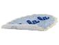 Blauer Badteppich mit dunkelblauem „la la“-Schriftzug und gewelltem Rand