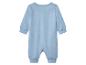 Hellblauer Baby-Strampler mit langen Ärmeln und Rippbündchen, Rückansicht