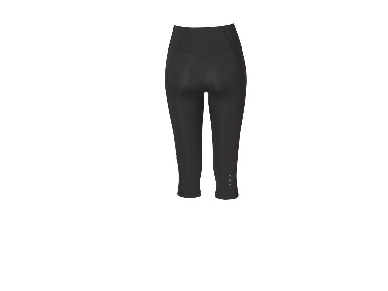 Schwarze Damen-Sportleggings mit hohem Bund und reflektierenden Details