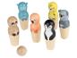 Hölzernes Tier-Bowling-Set mit Faultier, Nilpferd, Flamingo, Tiger, Pinguin, Koala und einem Ball.