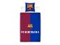 Bettwäsche-Set mit Kissen in Bordeauxrot und Blau mit Wappen und Text FC Barcelona.