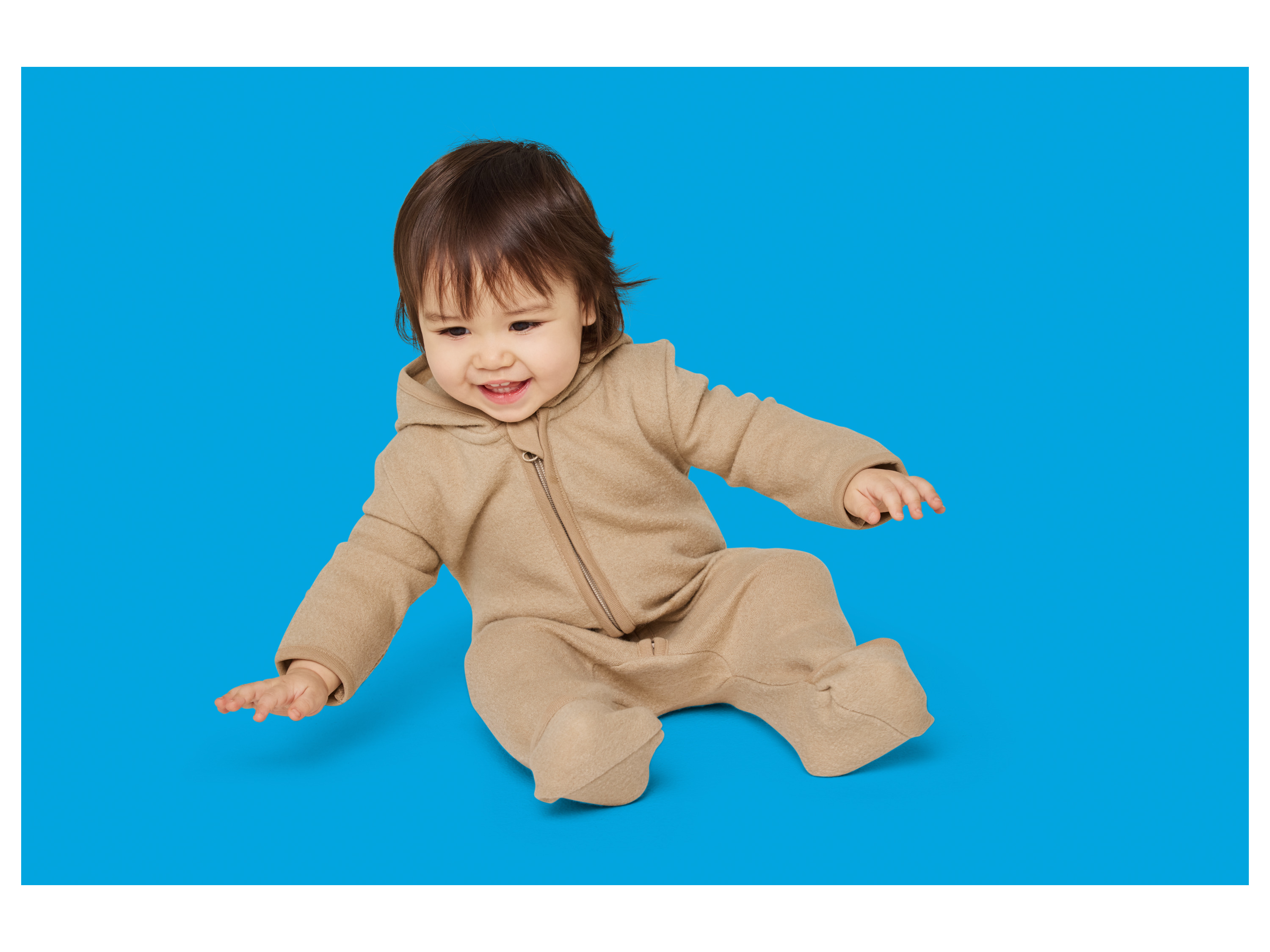 LUPILU® Premium Baby Wollwalk-Overall (Beige, 62/68) – Bild 2 von 4