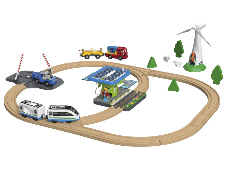 Gehe zu Vollbildansicht: Playtive Eisenbahn-Set Baustelle / Erneuerbare Energien, aus Buchenholz - Bild 9