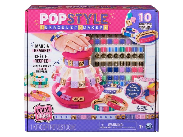 PopStyle Armband-Maker mit 10 Armbändern, Perlen und einem Werkzeug zum Bearbeiten.