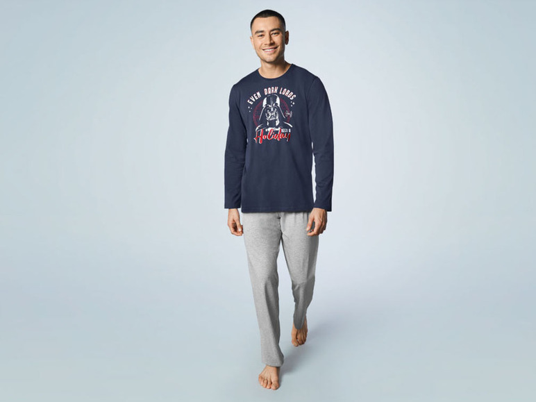 Gehe zu Vollbildansicht: Herren Pyjama mit Print aus reiner Baumwolle - Bild 4