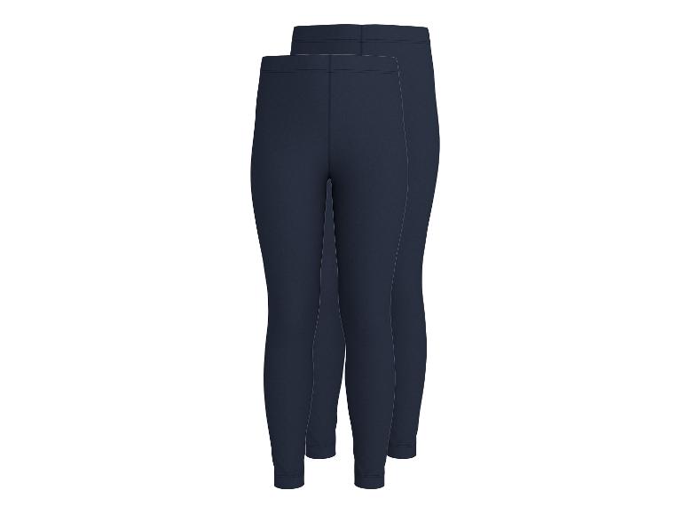 Zwei dunkelblaue Kinderleggings.