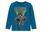 Ein blaues Langarmshirt mit Spider-Man-Motiv.