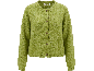 Grüne Strickjacke mit Knöpfen.