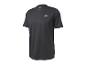 Schwarzes kurzärmeliges Sport-T-Shirt mit V-Ausschnitt.