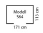 Maße des Modells S64: 171 cm breit, 113 cm hoch.