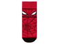 Rote Socken mit Spiderman-Spinnennetz-Muster.