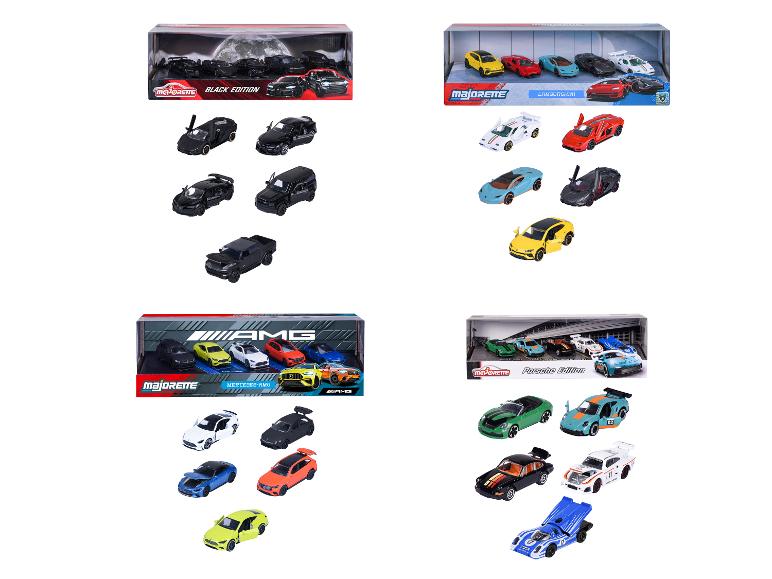 Majorette Spielzeugauto-Sets, einschließlich Black, Lamborghini, Mercedes-AMG und Porsche Editionen.