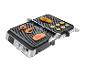 Elektrischer Grill mit Garnelen, Lachs, Mais und Zucchinischeiben