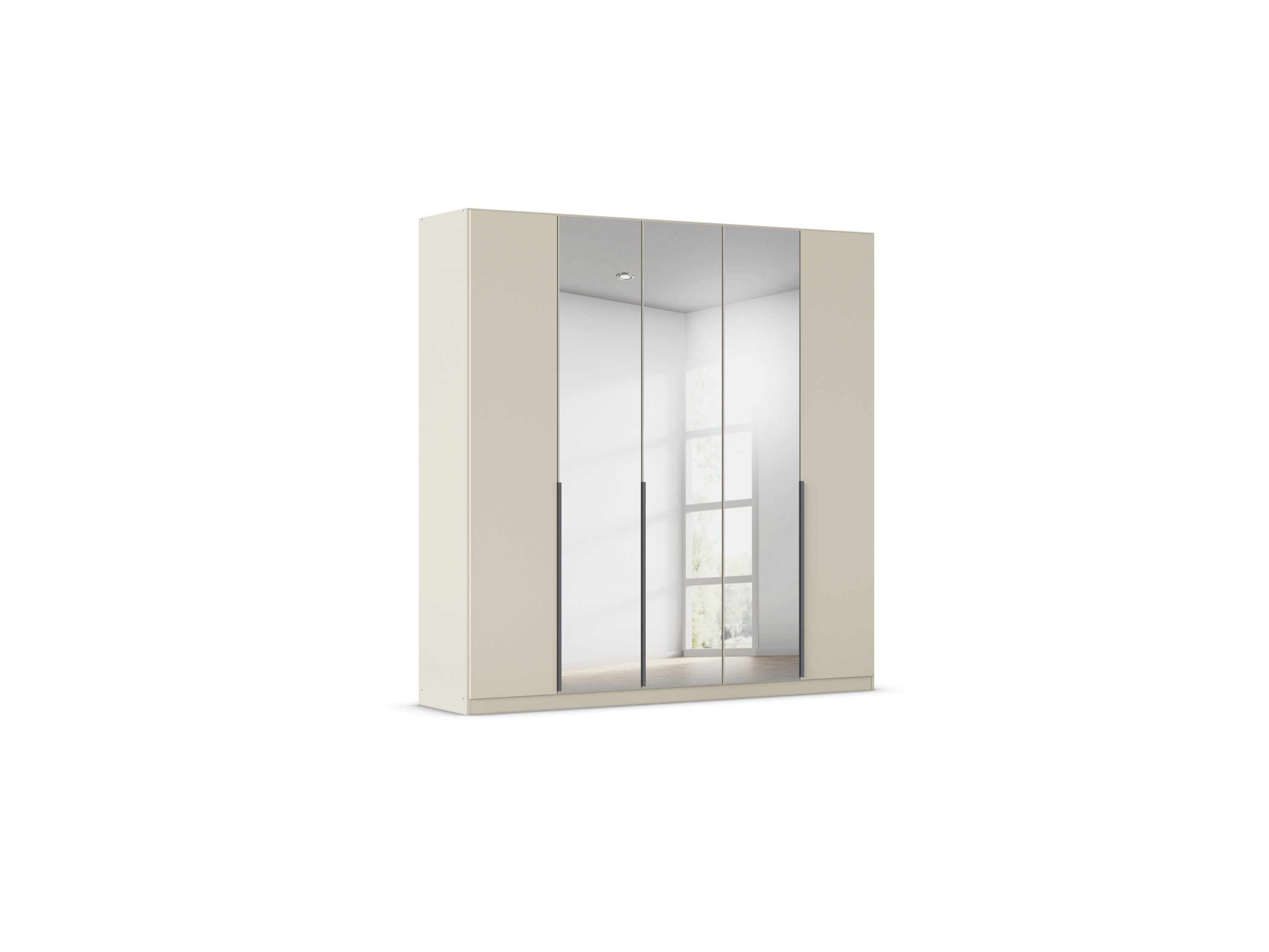 RAUCH ORANGE Drehtürenschrank Alabama mit Spiegel (Basic-Zubehör, Beige-Champagner, Griffe Grau, 226 x 229 cm)