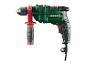 Grüne Schlagbohrmaschine mit roten und schwarzen Akzenten.