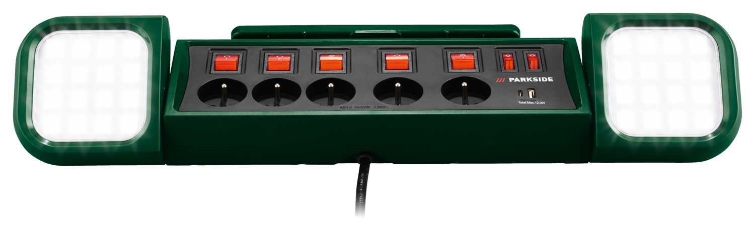 PARKSIDE® LED-Arbeitsleuchte mit Steckdosenleiste »PASD 3680 A1«""