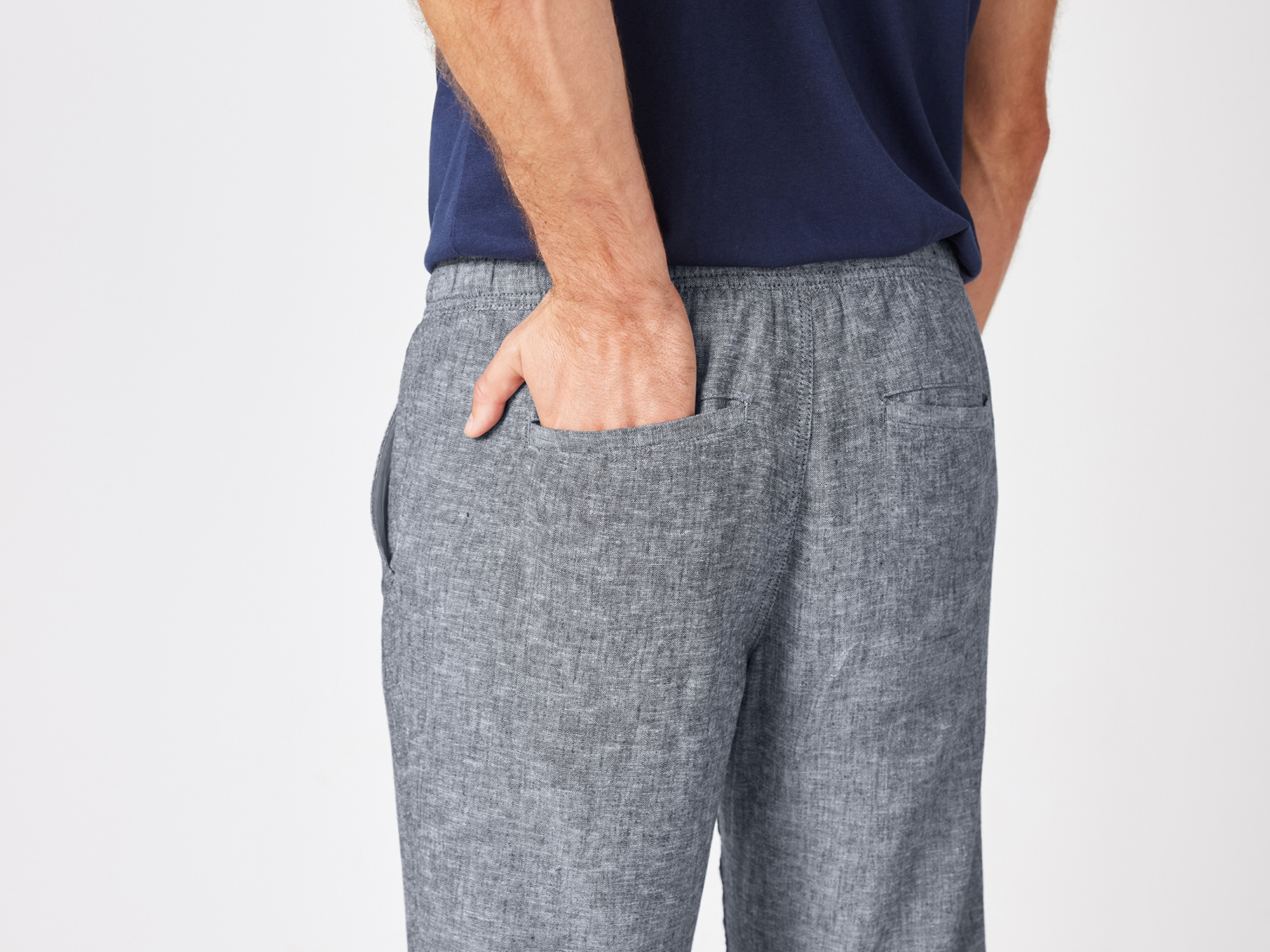 LIVERGY® Herren Hose Straight fit mit Leinen (Grau, XL (56/58)) – Bild 4 von 4