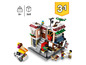 LEGO Creator 3-in-1-Modell mit einem chinesischen Restaurant, einem Eiswagen und einer Bäckerei.