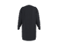 Rückenansicht eines dunkelgrauen, langärmeligen Sweatshirtkleides mit gerippten Bündchen und Saum.