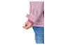 Ärmel einer rosa Softshelljacke mit Klettverschluss und elastischem Bündchen, getragen mit Jeans.