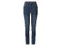 Dunkelblaue Damen-High-Waist-Skinny-Jeans mit sichtbaren Nähten.