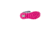 Sohle eines Kinderwinterstiefels in leuchtendem Pink mit grauen Details.